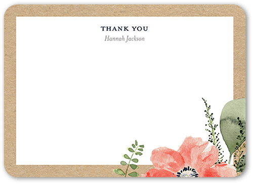 Bridal Bouquets Thank You Card, Brown, 5x7 Flat, Standard Smooth Cardstock, Rounded