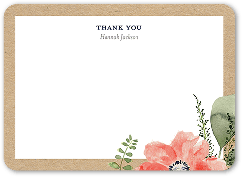 Bridal Bouquets Thank You Card, Brown, 5x7 Flat, 100% Recycled Cardstock ?, Rounded