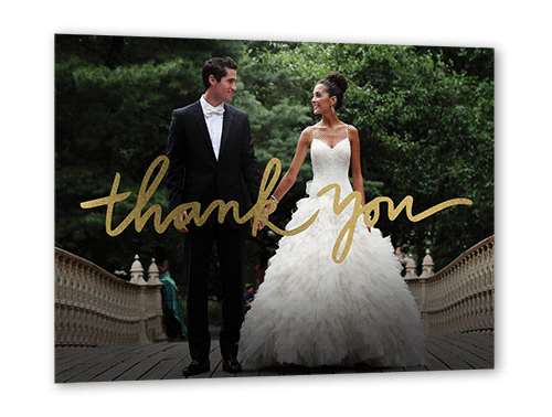 Extended Thanks Thank You Card, White, Gold Foil, 5x7 Flat, Signature Smooth Cardstock, Square, White