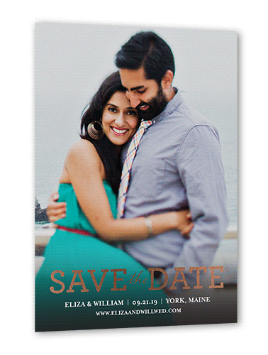 Focused On Forever Love Save The Date, Grey, Rose Gold Foil, 5x7 Flat, Luxe Double-Thick Cardstock, Square