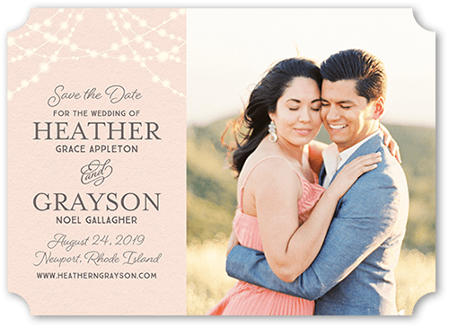 Glowing Ceremony Save The Date, Pink, 5x7, Pearl Shimmer Cardstock, Ticket