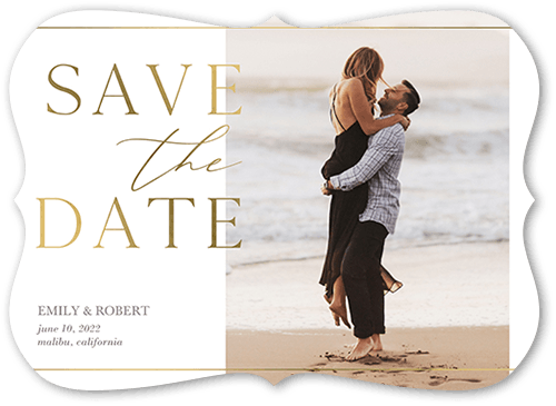 Editorial Lover Save The Date, White, 5x7, Matte, Signature Smooth Cardstock, Bracket