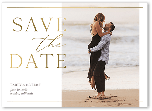 Editorial Lover Save The Date, White, 5x7 Flat, Pearl Shimmer Cardstock, Square