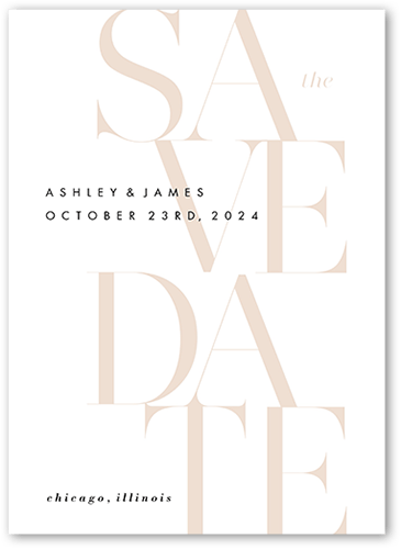 Together Type Save The Date, Beige, 5x7 Flat, Pearl Shimmer Cardstock, Square, Adobe Blush