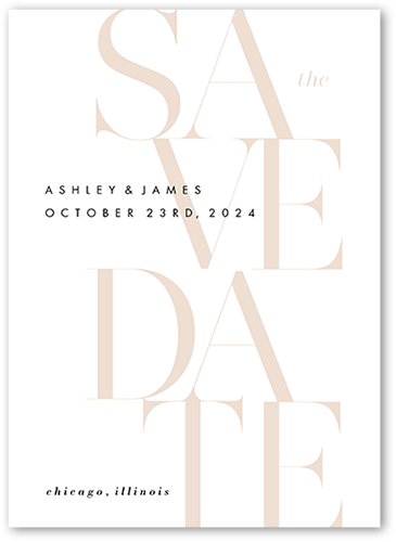 Together Type Save The Date, Beige, 5x7 Flat, Matte, Signature Smooth Cardstock, Square