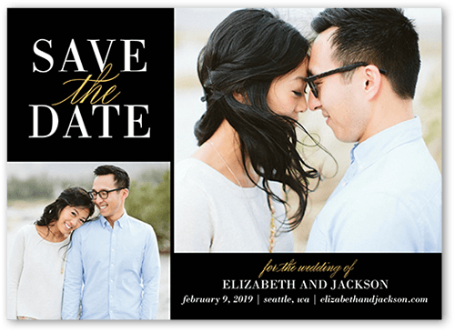 Classic Request Save The Date, Black, 5x7, Standard Smooth Cardstock, Square