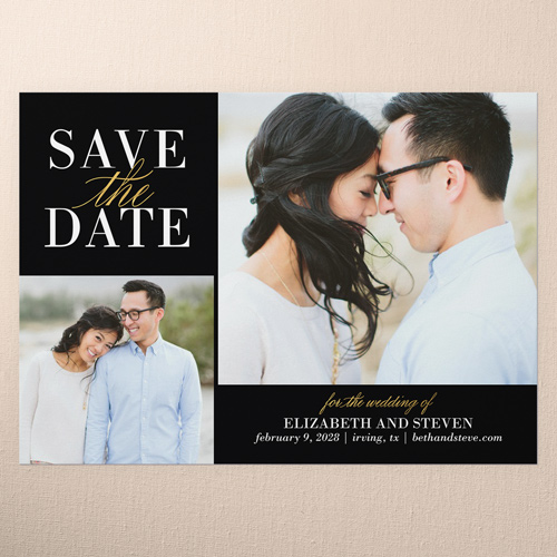 Classic Request Save The Date, Black, 5x7 Flat, Luxe Double-Thick Cardstock, Square