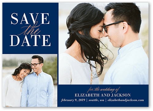 Classic Request Save The Date, Blue, 5x7 Flat, Matte, Signature Smooth Cardstock, Square
