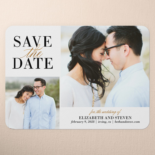 Classic Request Save The Date, White, 5x7 Flat, Matte, Signature Smooth Cardstock, Rounded