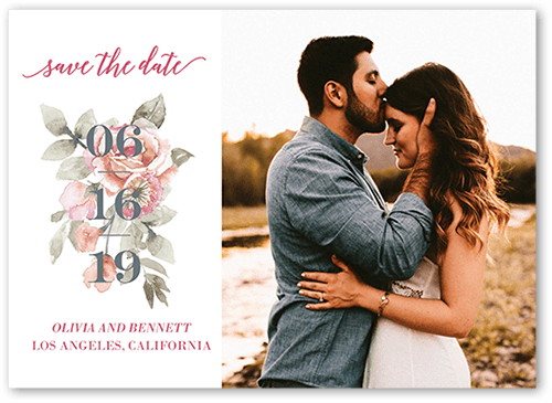 Diamond Blossoms Save The Date, Pink, none, 5x7 Flat, Luxe Double-Thick Cardstock, Square, Tea Rose