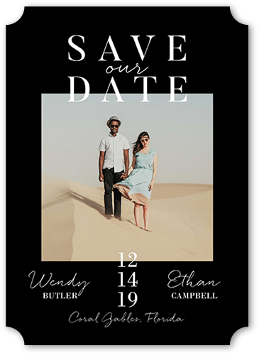 Modish Date Save The Date, Black, 5x7 Flat, Matte, Signature Smooth Cardstock, Ticket