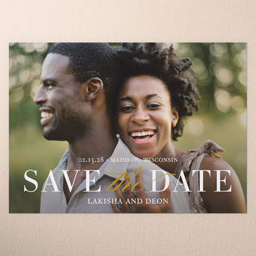 Radiant Union Save The Date, White, 5x7 Flat, Pearl Shimmer Cardstock, Square
