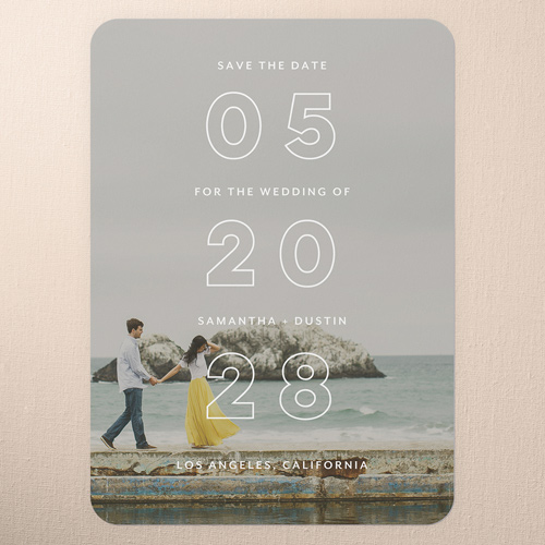 Superb Overture Save The Date, White, 5x7 Flat, Standard Smooth Cardstock, Rounded