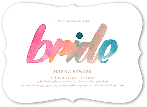 Brightly Colored Bridal Bridal Shower Invitation, White, 5x7, Pearl Shimmer Cardstock, Bracket