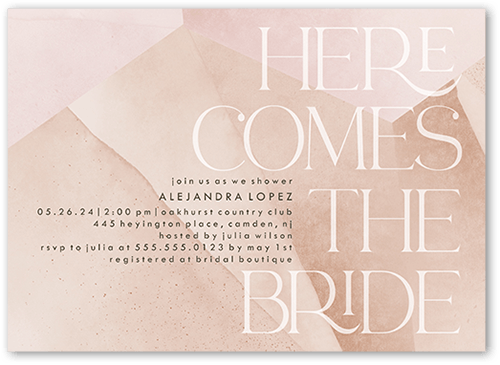 Soft Patterns Bridal Shower Invitation, Pink, 5x7 Flat, Standard Smooth Cardstock, Square