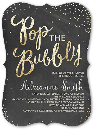 Champagne Confetti Bridal Shower Invitation, Black, 5x7, Matte, Signature Smooth Cardstock, Bracket