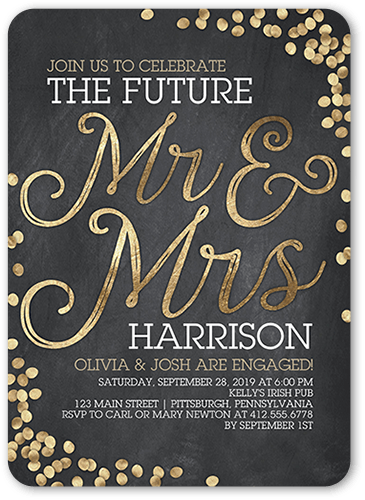 Shimmering Future Engagement Party Invitation, Brown, 5x7, Pearl Shimmer Cardstock, Rounded