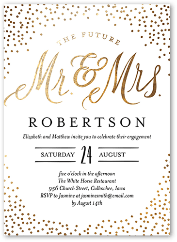 Sparkling Future Engagement Party Invitation, White, 5x7 Flat, 100% Recycled Cardstock ?, Square