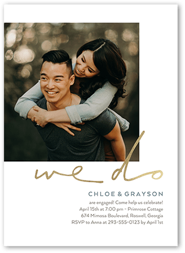 Simply Engaged Engagement Party Invitation, White, 5x7 Flat, Standard Smooth Cardstock, Square