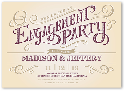 Enchanting Engagement Engagement Party Invitation, Purple, 5x7 Flat, Matte, Signature Smooth Cardstock, Square