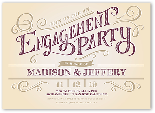 Enchanting Engagement Engagement Party Invitation, Purple, 5x7 Flat, Pearl Shimmer Cardstock, Square