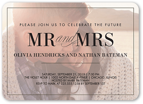 Our Beginning Engagement Party Invitation, Black, 5x7 Flat, Matte, Signature Smooth Cardstock, Rounded