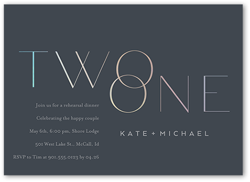 Interlocking Rings Rehearsal Dinner Invitation, Grey, 5x7 Flat, 100% Recycled Cardstock , Square, Slate