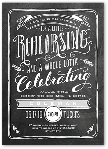 Krafted Rehearsal Rehearsal Dinner Invitation, Grey, 5x7 Flat, Matte, Signature Smooth Cardstock, Square