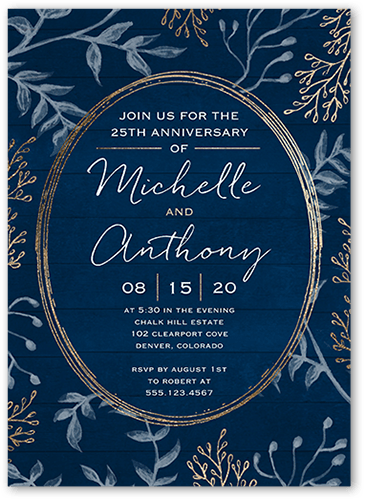 Chalk Frame Wedding Anniversary Invitation, Blue, 5x7, Standard Smooth Cardstock, Square