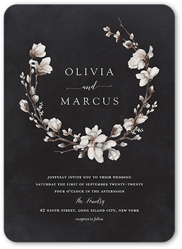 Blossoms of Love Wedding Invitation, Rounded Corners