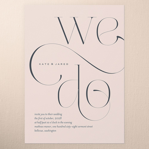 Elegant Embellishment Wedding Invitation, Pink, 5x7 Flat, 100% Recycled Cardstock , Square
