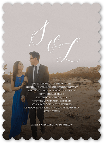 Modern Minimalist Wedding Invitation, Blue, 5x7 Flat, Matte, Signature Smooth Cardstock, Scallop, White