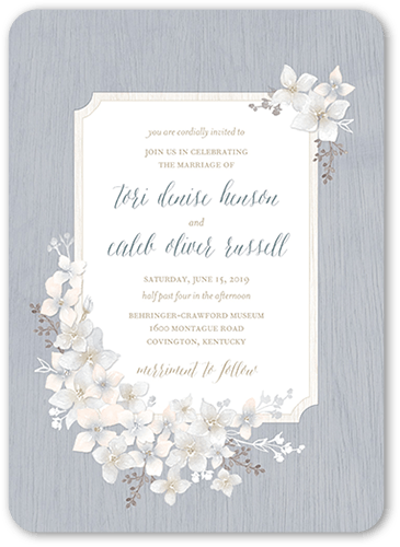 Rustic Wildflowers Wedding Invitation, Grey, 5x7 Flat, Matte, Signature Smooth Cardstock, Rounded