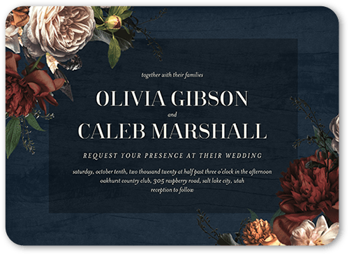 Natural Refinement Wedding Invitation, Blue, 5x7 Flat, 100% Recycled Cardstock , Rounded