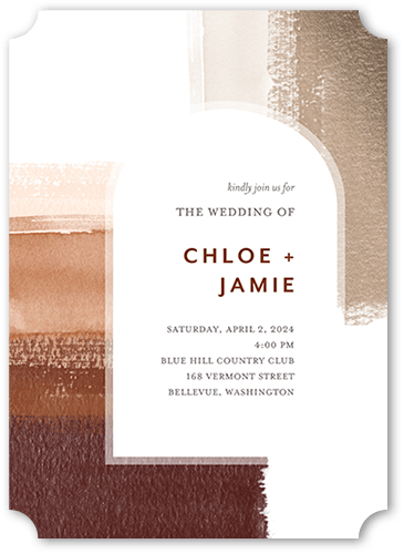 Painted Shades Wedding Invitation, Beige, 5x7, Pearl Shimmer Cardstock, Ticket