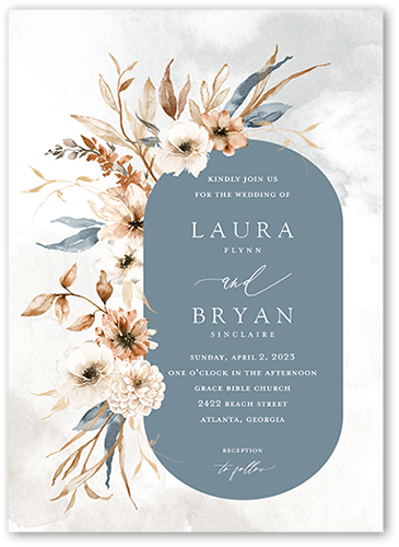 Wild Botanic Wedding Invitation, Square Corners