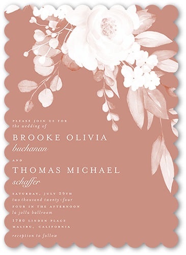 Elegantly Delicate Wedding Invitation, Pink, 5x7, Matte, Signature Smooth Cardstock, Scallop