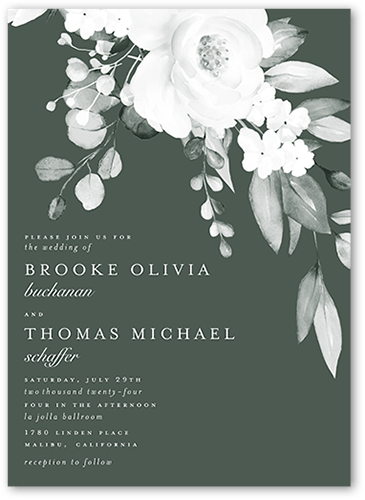Elegantly Delicate Wedding Invitation, Beige, 5x7 Flat, Standard Smooth Cardstock, Square