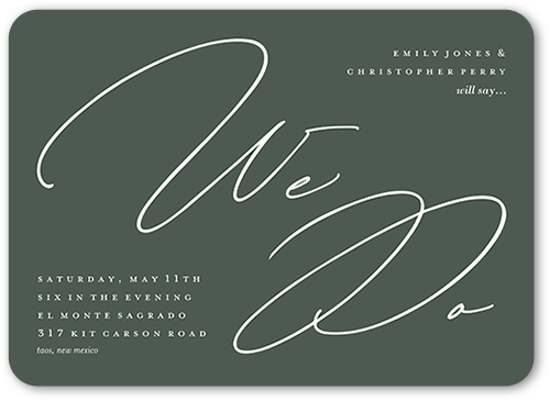 Dashing Script Wedding Invitation, Beige, 5x7 Flat, Pearl Shimmer Cardstock, Rounded