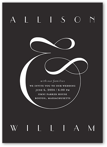 Nouveau Connection Wedding Invitation, Grey, 5x7 Flat, Luxe Double-Thick Cardstock, Square, Charcoal