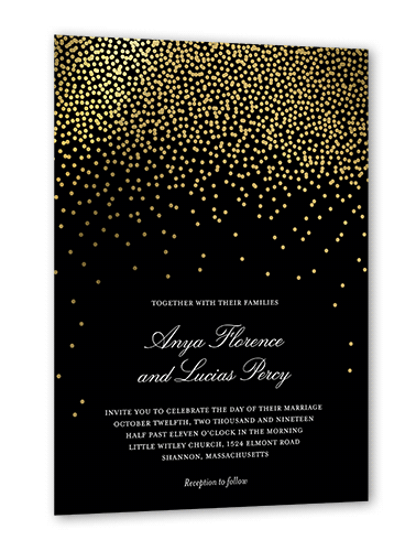 Diamond Sky Wedding Invitation, Gold Foil, Black, 5x7 Flat, Luxe Double-Thick Cardstock, Square