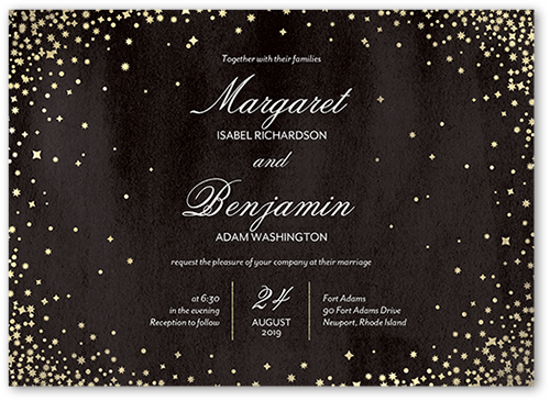 Elegant Sky Wedding Invitation, Black, 5x7, Standard Smooth Cardstock, Square