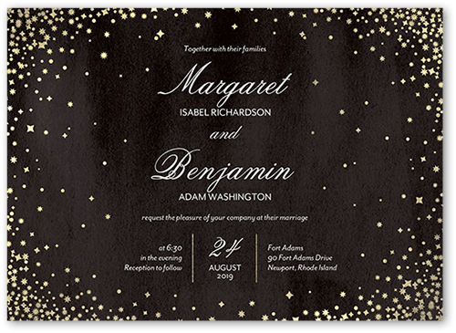 Elegant Sky Wedding Invitation, Black, 5x7 Flat, Standard Smooth Cardstock, Square