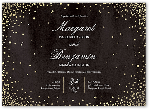 Elegant Sky Wedding Invitation, Black, 5x7 Flat, Matte, Signature Smooth Cardstock, Square