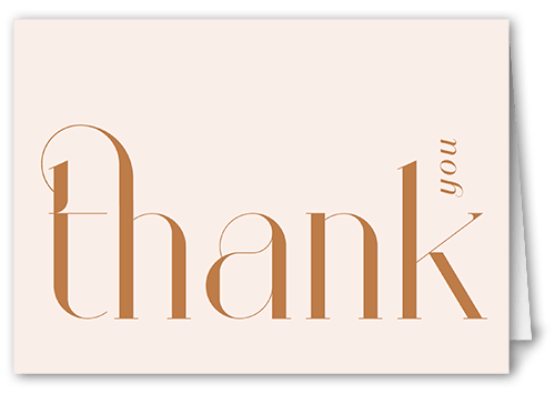 Deco Type Thank You Card, Pink, 3x5, Matte, Folded Smooth Cardstock