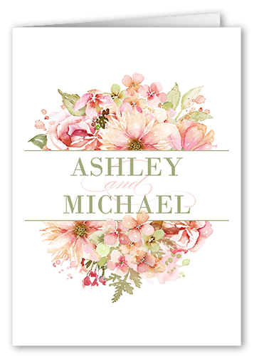 Watercolor Bouquet Thank You Card, Beige, 3x5, Matte, Folded Smooth Cardstock, Fresco Cream