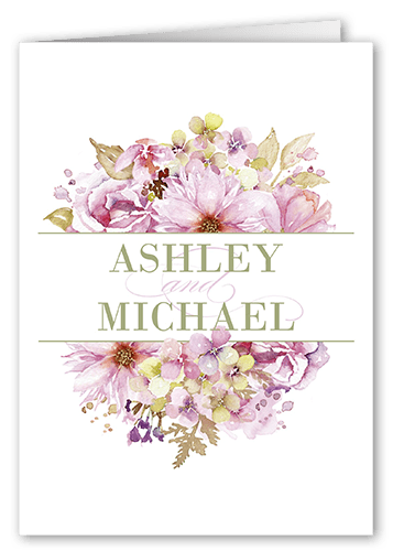 Watercolor Bouquet Thank You Card, Purple, 3x5, Matte, Folded Smooth Cardstock