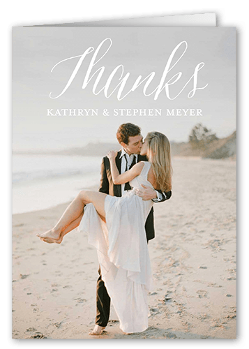 Happily Scripted Thank You Card, White, 3x5, Matte, Folded Smooth Cardstock, White