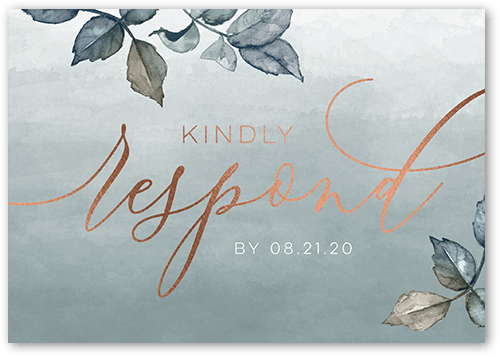 Gleaming Garden Wedding Response Card, Rose Gold Foil, Grey, Matte, Signature Smooth Cardstock, Square