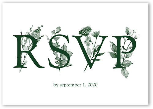 Dusky Botanicals Wedding Response Card, Green, Matte, Signature Smooth Cardstock, Square, Kale